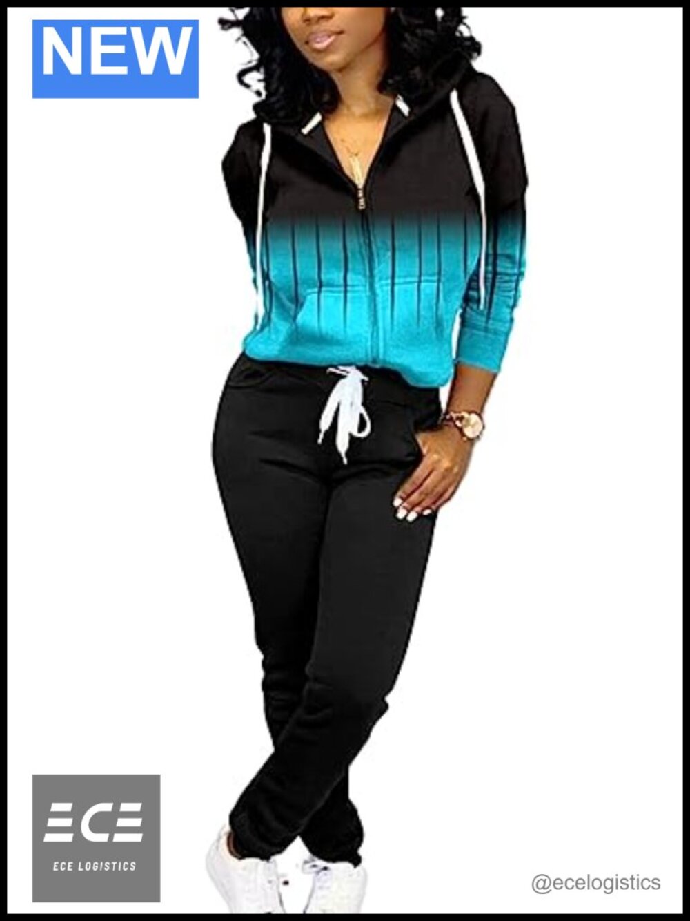 Women Two Piece Tracksuit Sweat Suit Zip Hoodie Jogger Set Gym Lounge